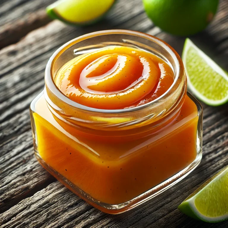 Édes-savanyú mangós lime szósz tálalva