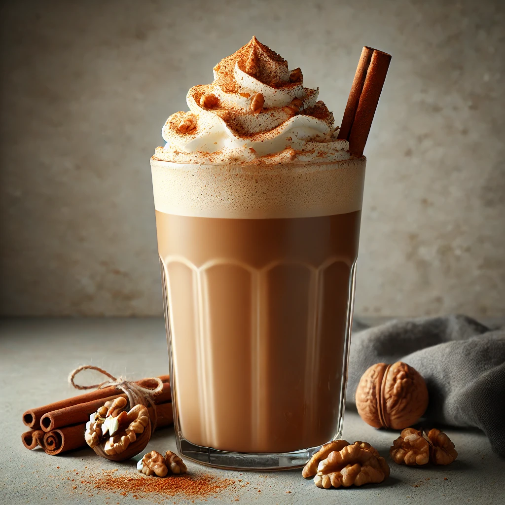 Fűszeres és krémes latte fahéjjal és dióval