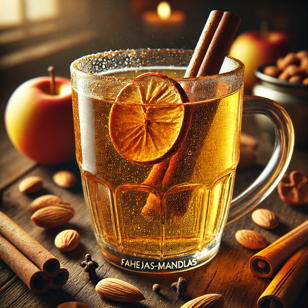 Meleg, fűszeres cider fahéjjal és mandulával