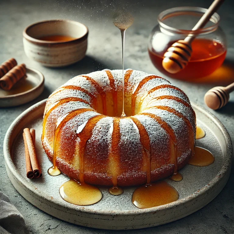 Fahéjas-mézes torta tálalva