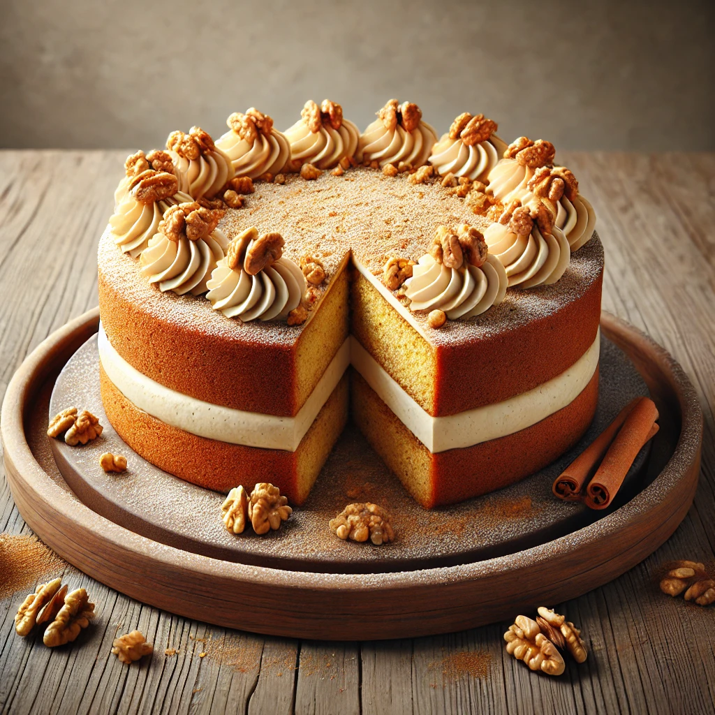 Illatos és puha fahéjas torta finom diós krémmel