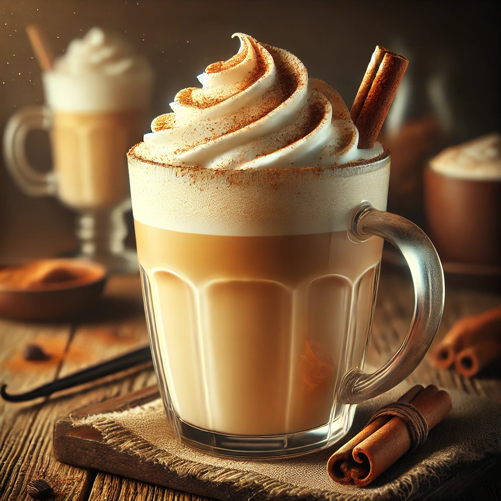 Meleg, fűszeres latte fahéjjal és vaníliával