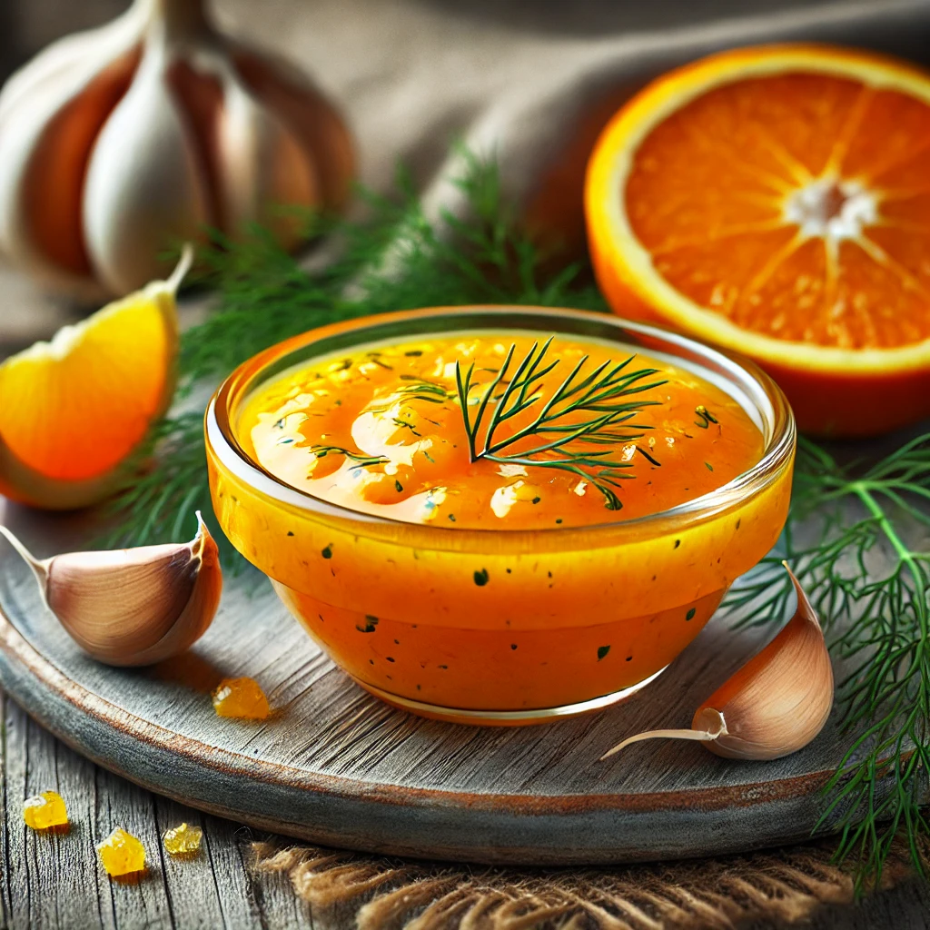 Friss citrusos és fűszeres narancsszósz fokhagymával és kaporral