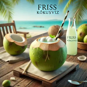 Természetes és frissítő kókuszvíz közvetlenül a kókuszdióból