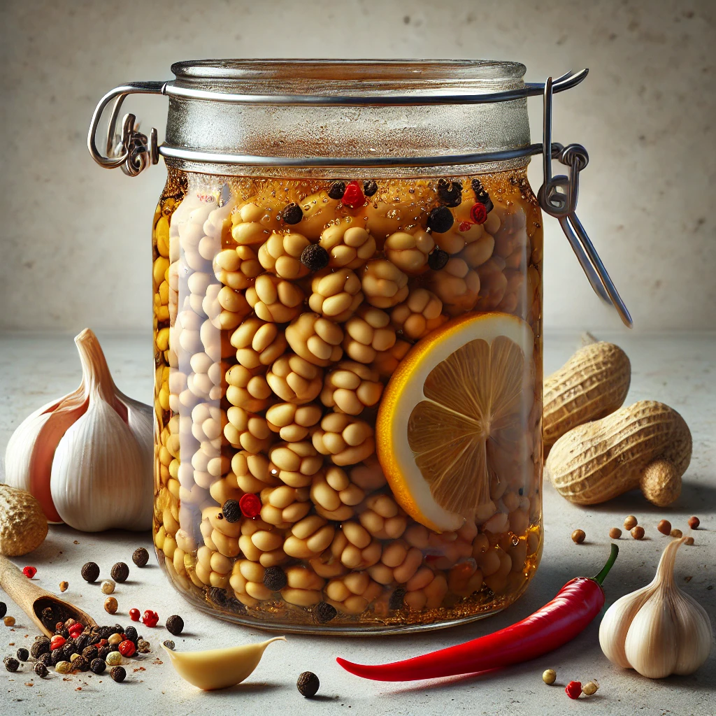 Egészséges és egzotikus japán fűszeres natto ecetes lében