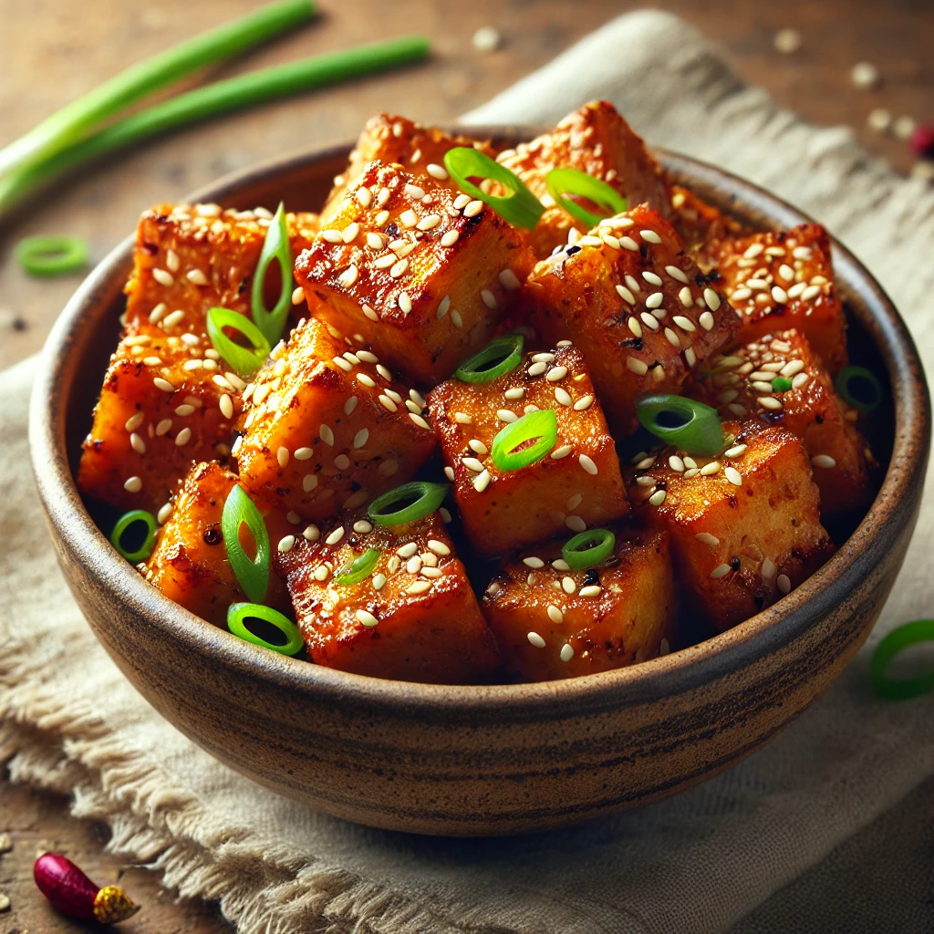 Ropogós és ízletes tofu falatok szójaszószos pácban