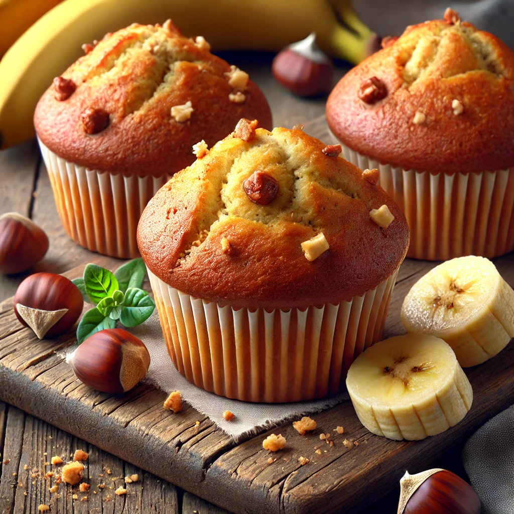 Puha és illatos muffin gesztenyével és banánnal