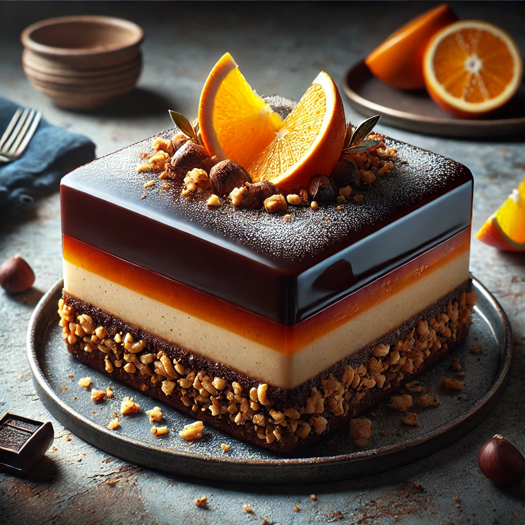 Krémes gesztenyés torta narancsos ízesítéssel és csokoládéval