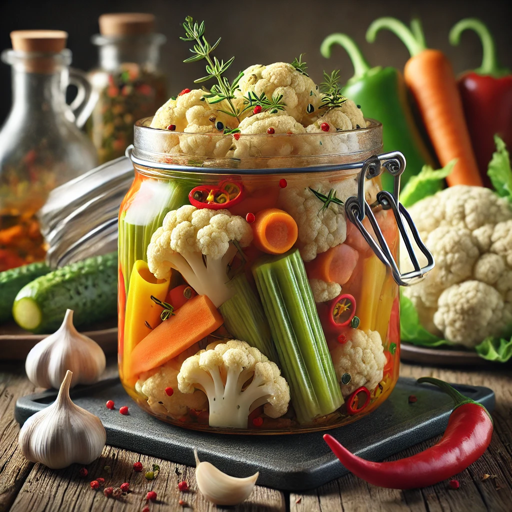 Traditional homemade Italian pickled vegetables