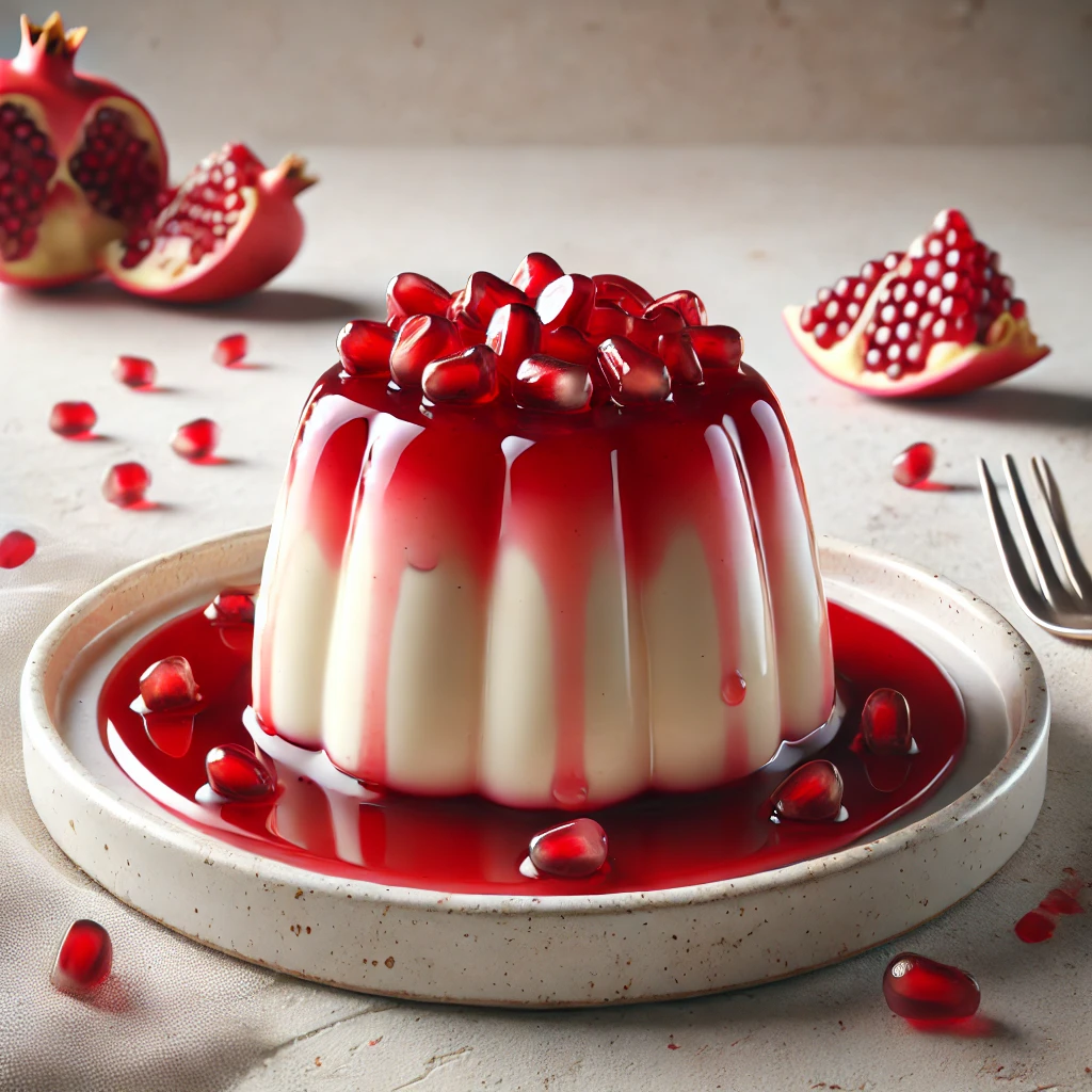 Krémes panna cotta gránátalmás ízesítéssel