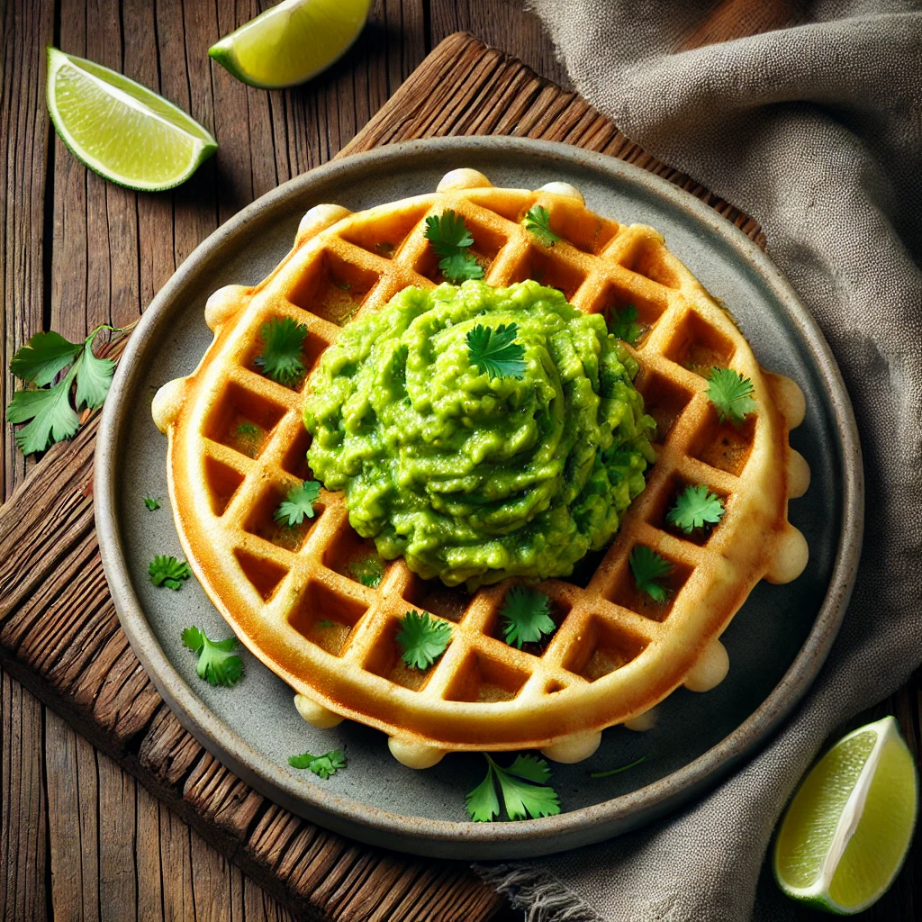 Friss guacamoléval és lime-mal készült sós gofri