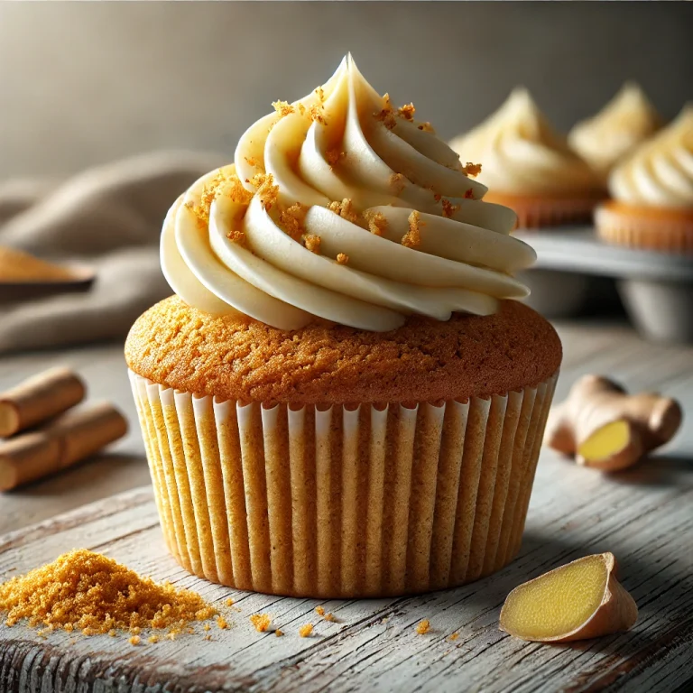 Gyömbéres cupcake tálalva