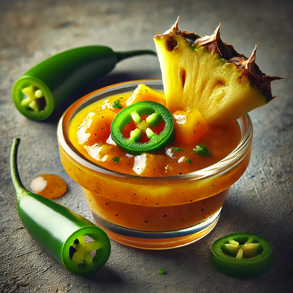 Pikáns és édes-savanyú balzsamecetszósz ananásszal és jalapeñóval