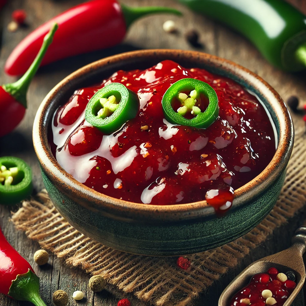 Fűszeres és édes-savanyú jalapeños szósz húsokhoz és sajtokhoz