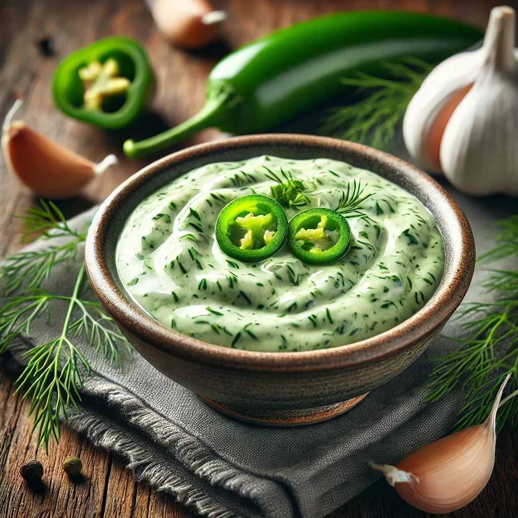 KrÃ©mes, pikÃ¡ns szÃ³sz jalapeÃ±Ã³val, kaporral Ã©s fokhagymÃ¡val