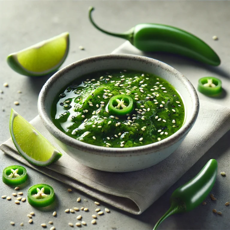 Jalapeños szezámos lime mártás tálalva