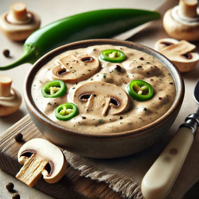 Jalapeños tejszínes gombamártás tálalva