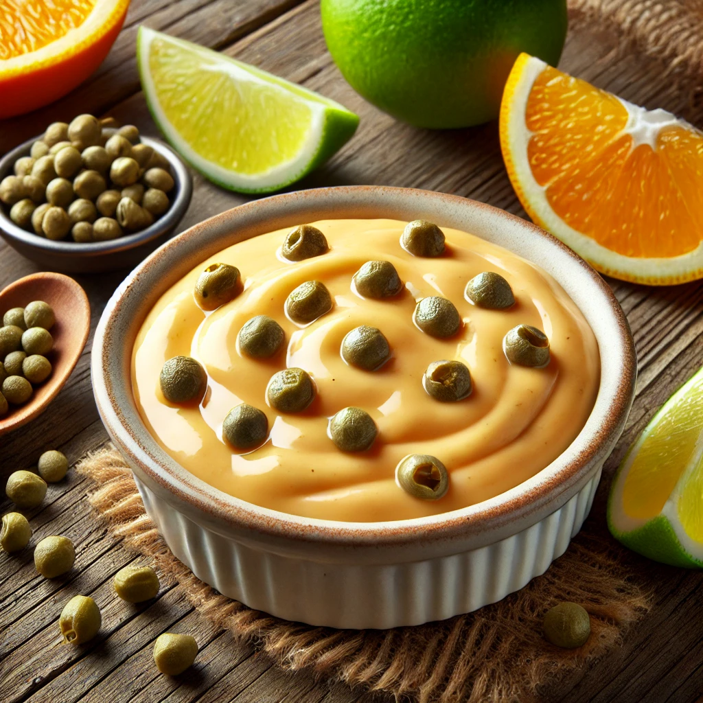 Frissítő, citrusos mártás kapribogyóval, lime-mal és naranccsal