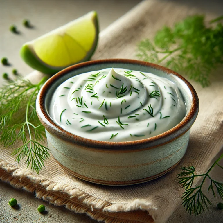Kapros-joghurtos lime szósz tálalva