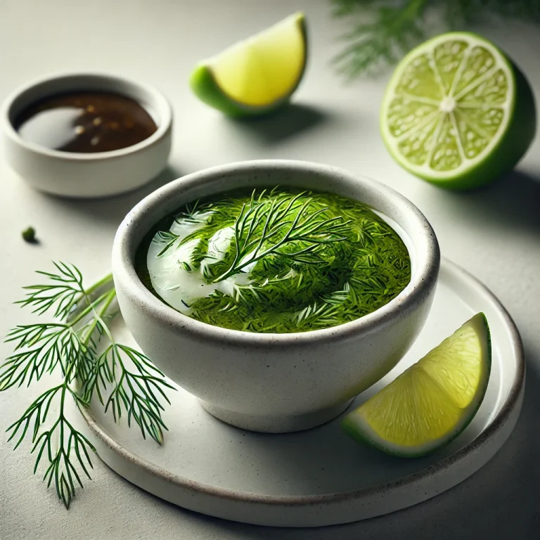 Kapros lime balzsamecetszósz tálalva