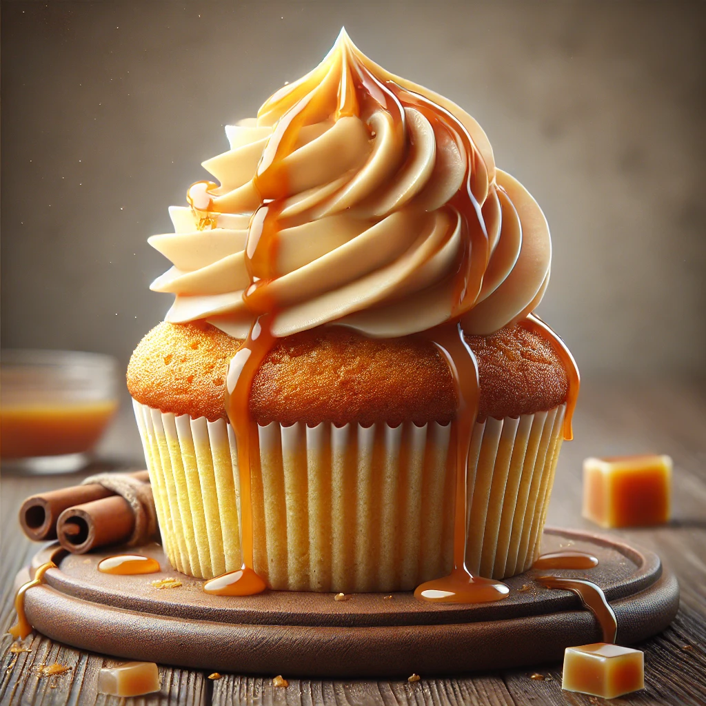 Gazdag és krémes karamellkrémes cupcake karamell öntettel