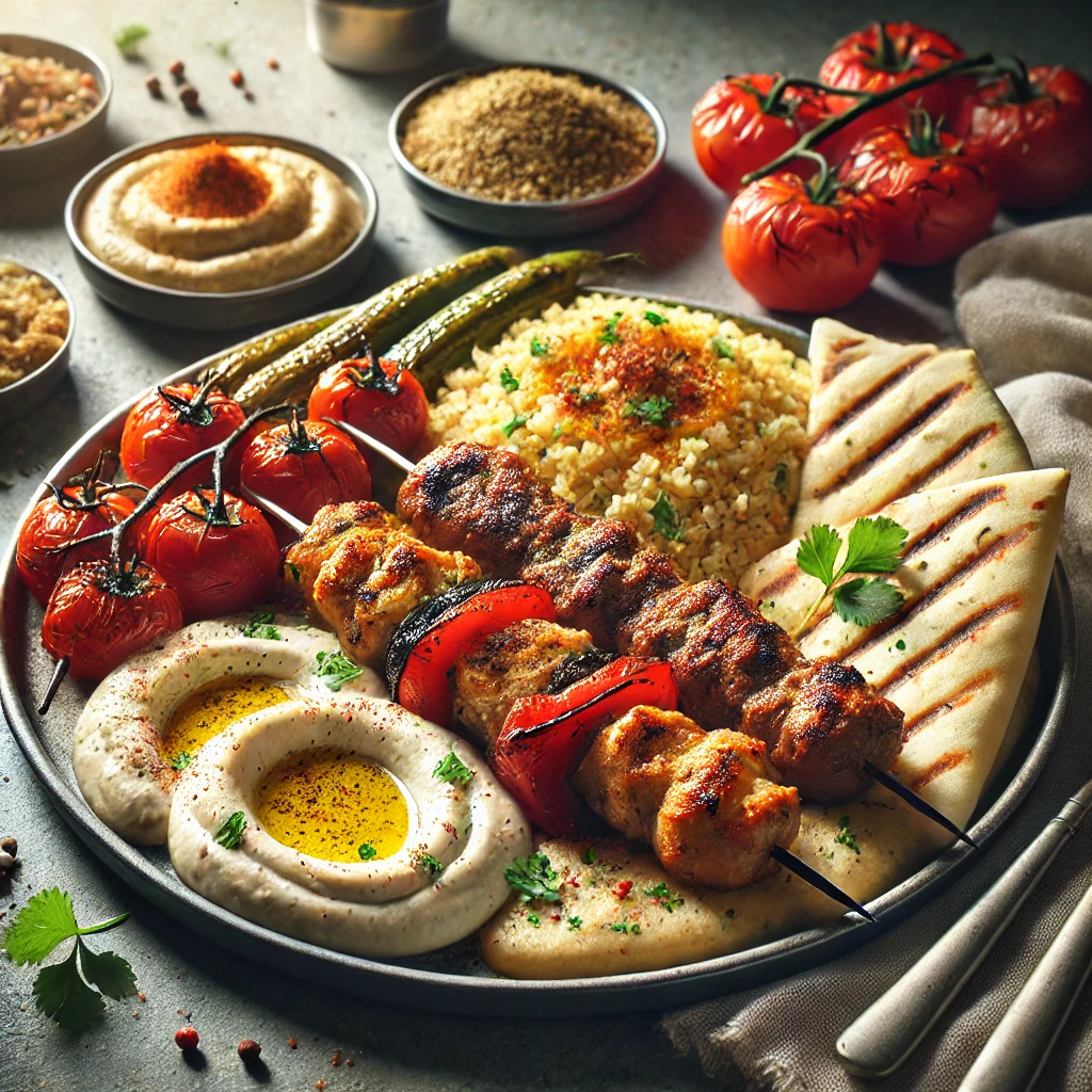 Különleges Kebab Fúzió grillezett húsokkal és fűszeres köretekkel