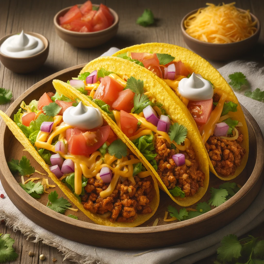 Ropogós mexikói taco fűszeres marhahússal és sajttal