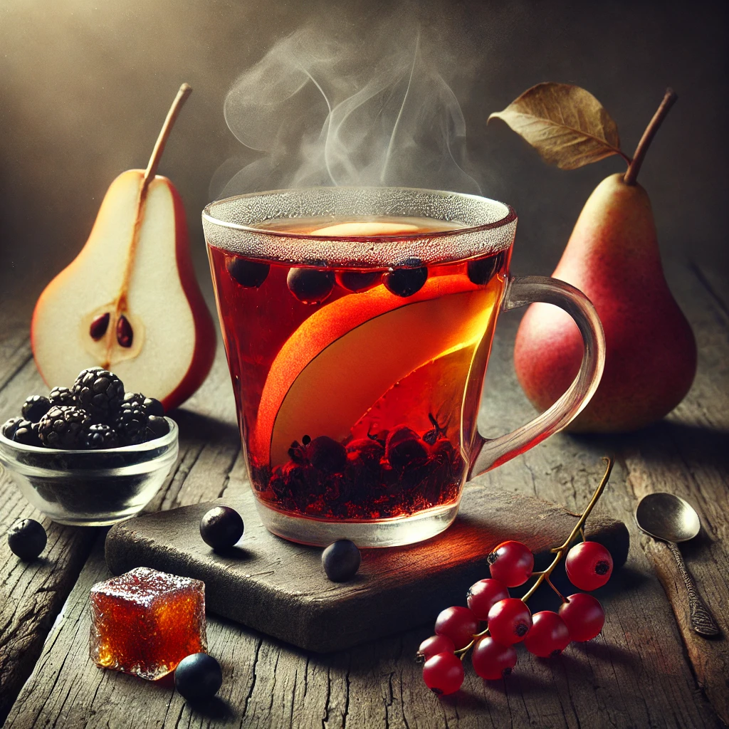 Fűszeres és gyümölcsös tea körtével és ribizlivel
