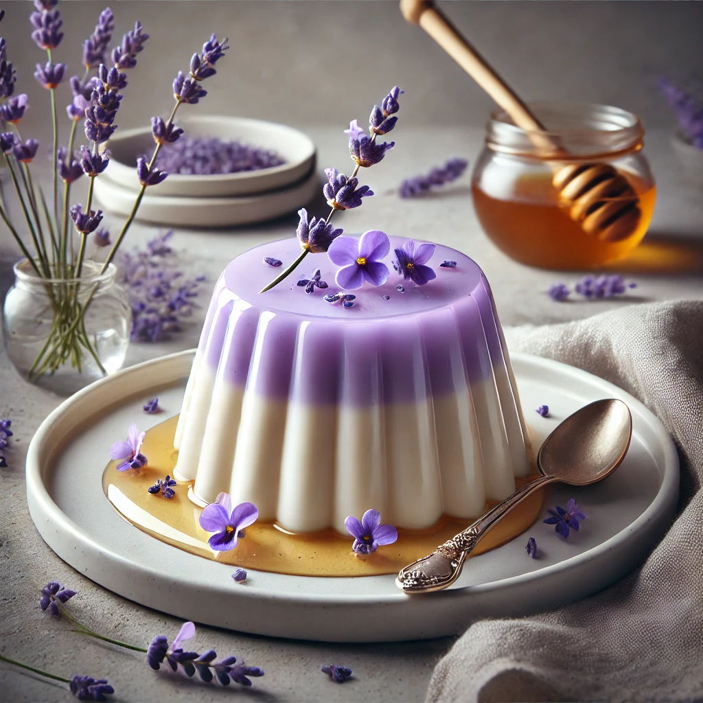 Krémes panna cotta levendulás ízesítéssel