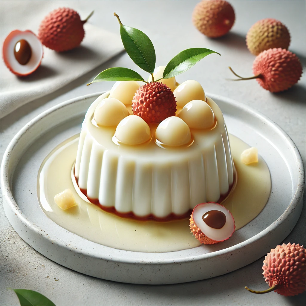 Krémes panna cotta licsis ízesítéssel