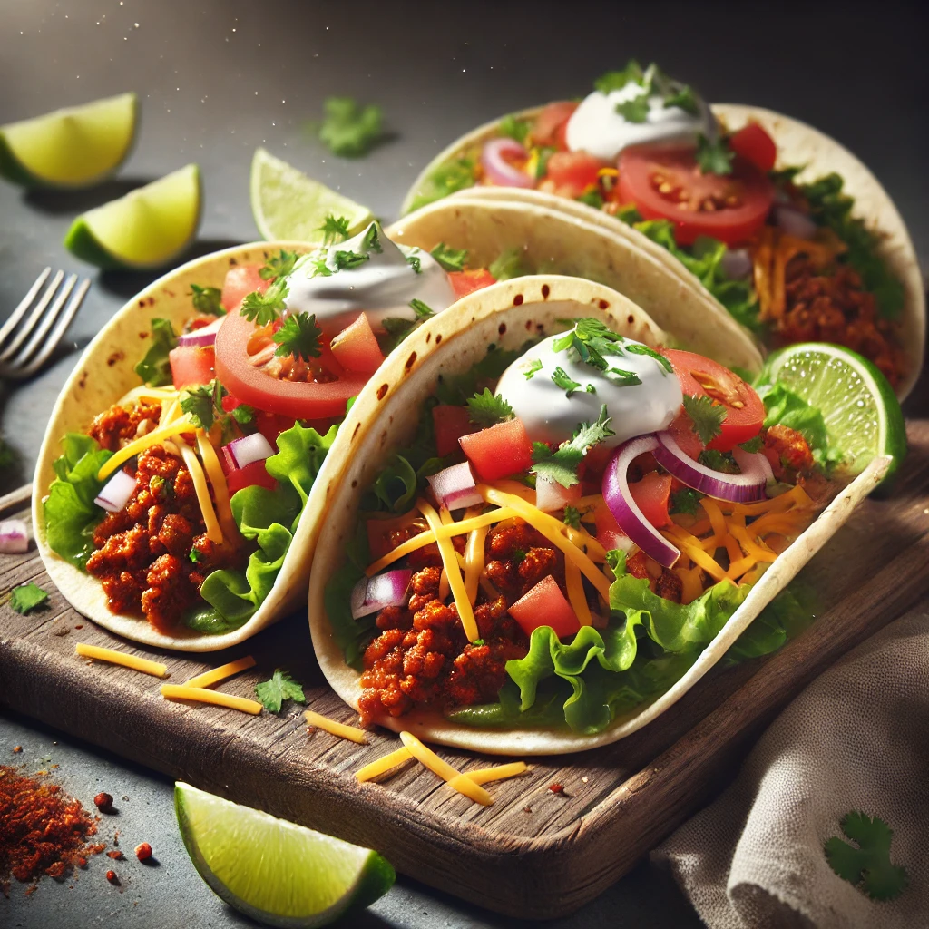 Ízletes és puha mexikói taco sertéshússal és lime-mal