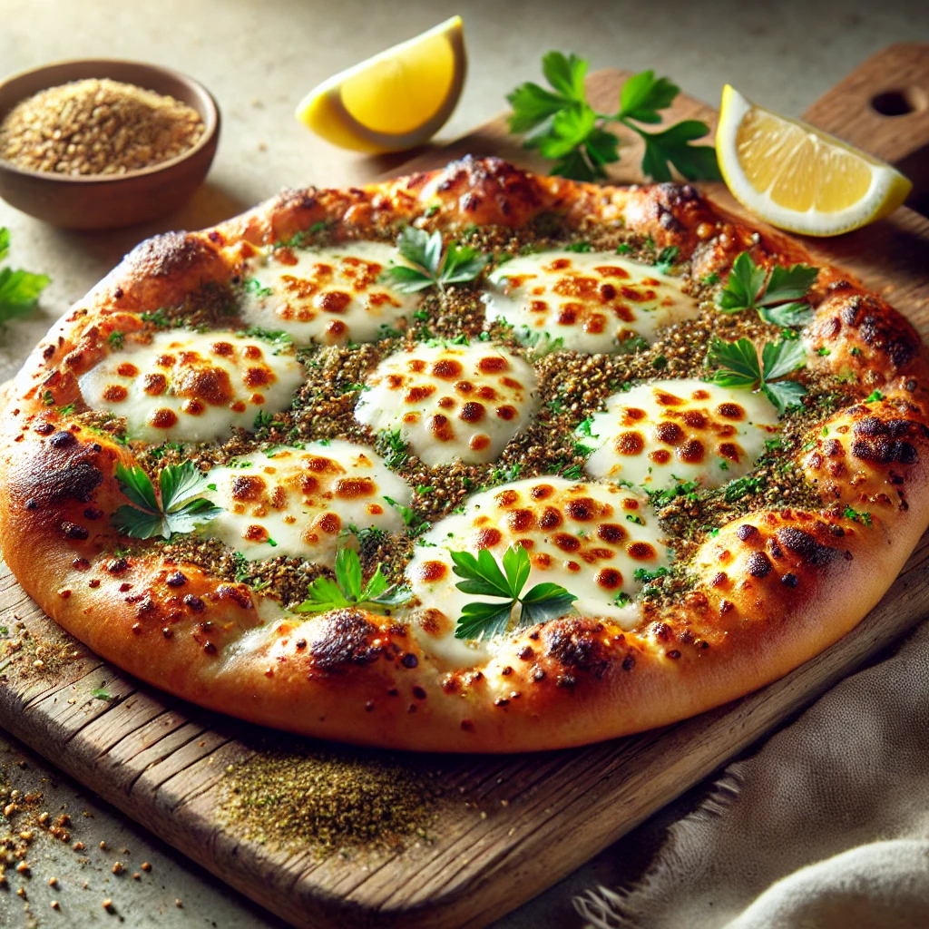 Zaatar fűszeres libanoni lepénykenyér sajttal