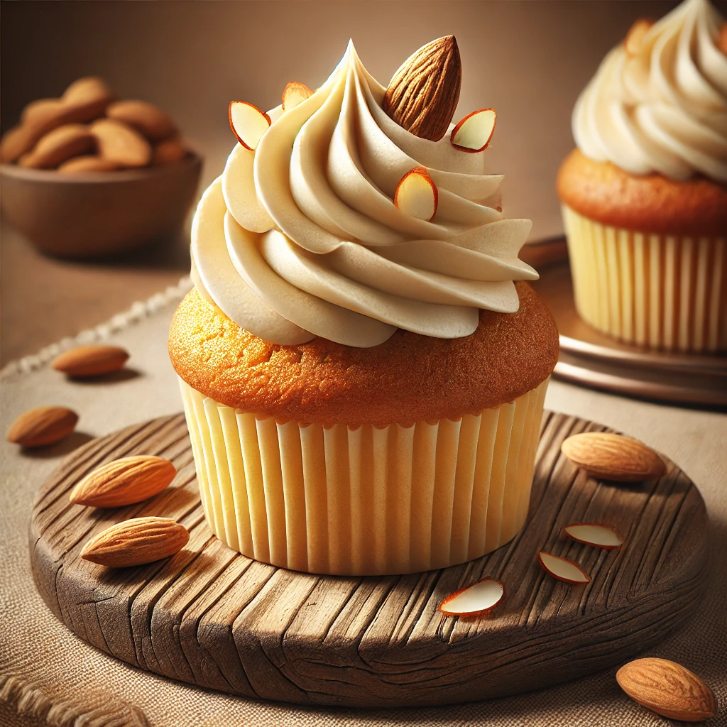 Puha, krémes házi készítésű mandulás cupcake