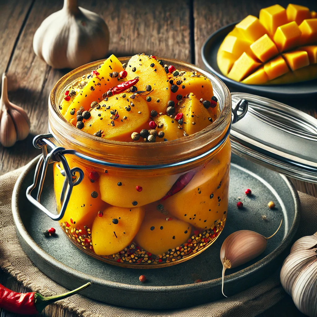 Traditional homemade Indian mango pickle