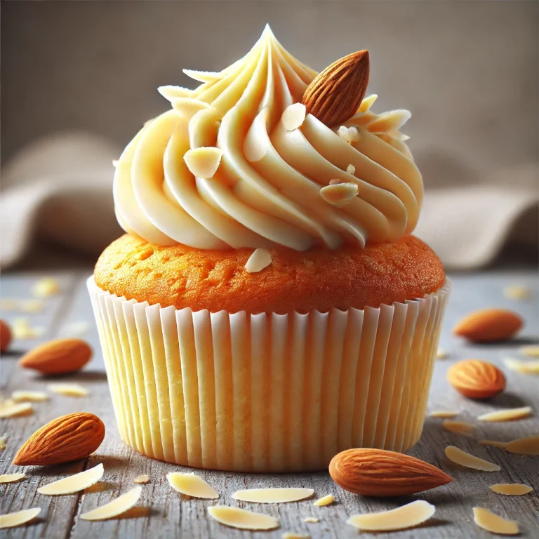 Marcipános cupcake tálalva