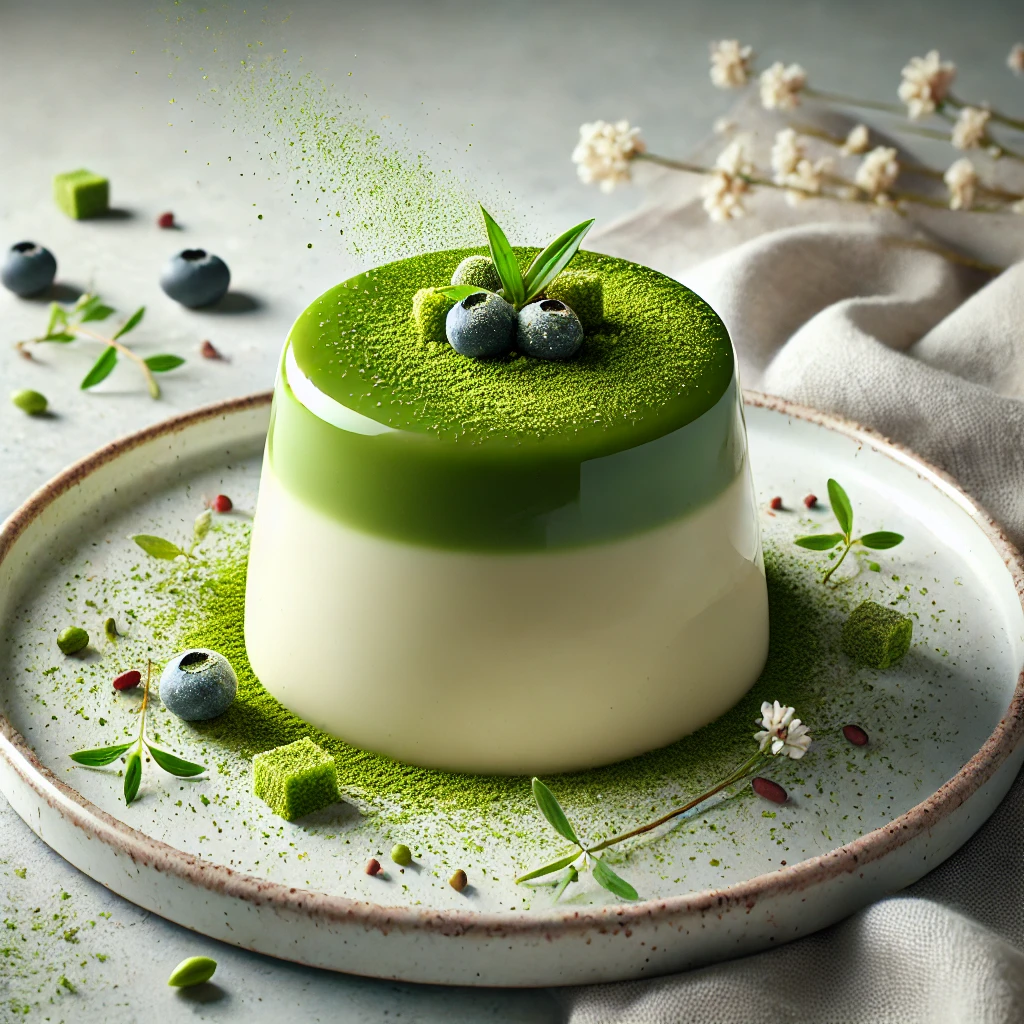 Krémes panna cotta matcha teával