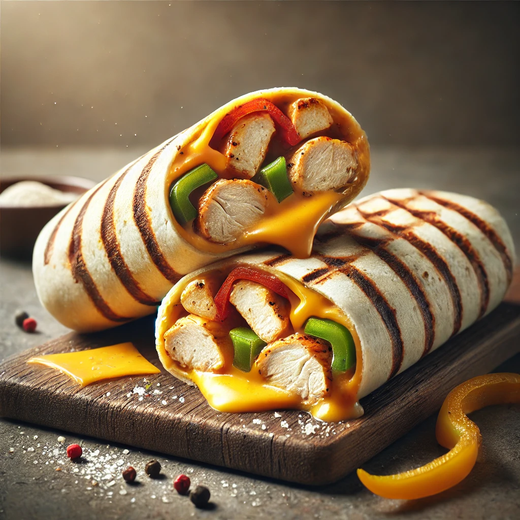 Ropogós sajtos csirkés wrap forró tálalásban
