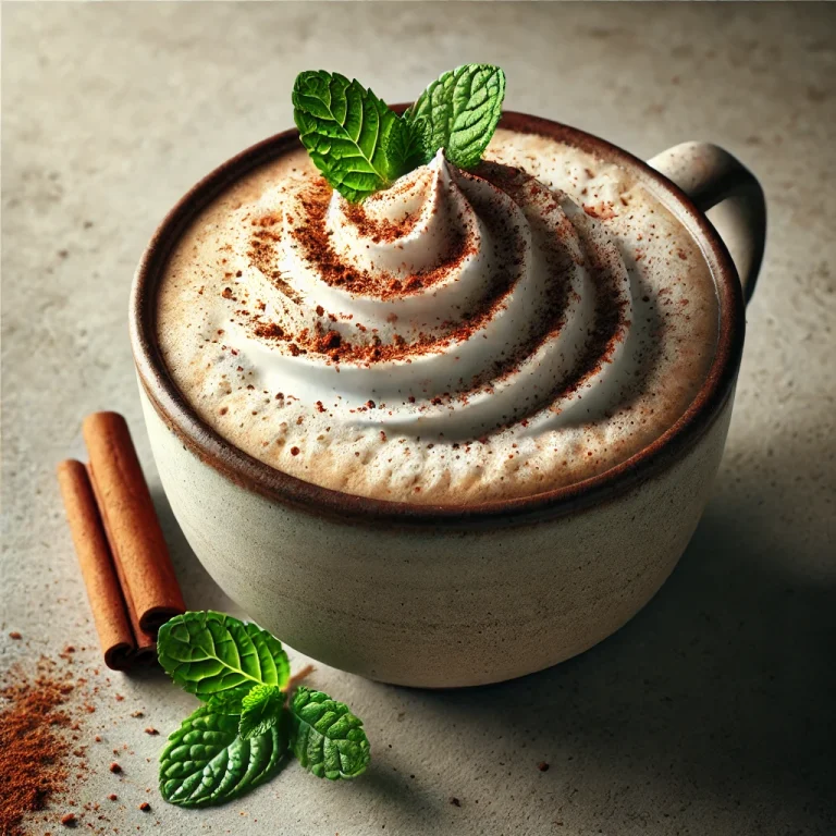 Mentás-fűszeres latte csészében