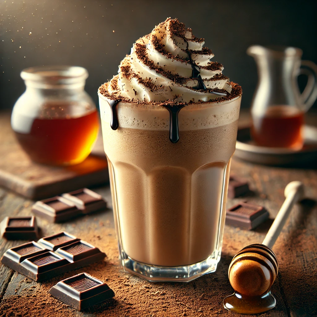 Krémes, jeges frappuccino mézzel és csokoládéval