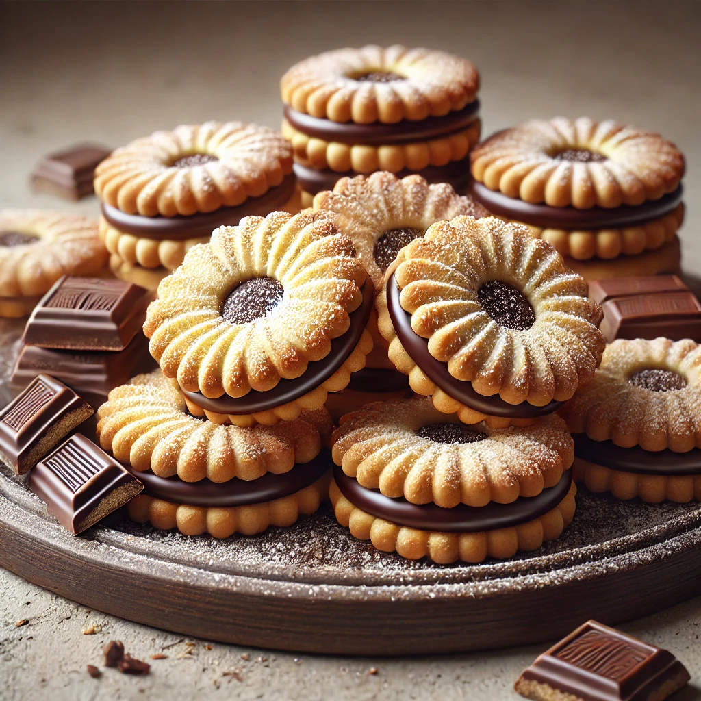 Omlós mézes linzer sütemény csokoládé töltelékkel, tökéletes desszert