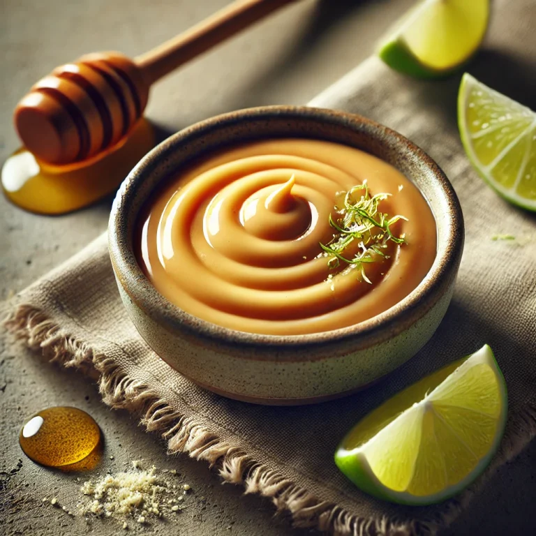 Mézes-currys lime vajmártás tálalva