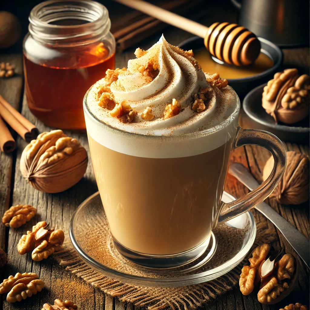 Krémes, illatos latte mézzel és dióval