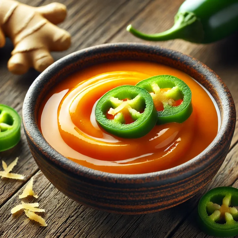 Narancsos jalapeños gyömbérszósz tálalva