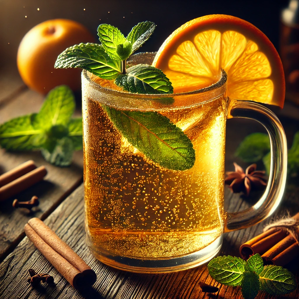 Frissítő, fűszeres cider narancslével és mentával