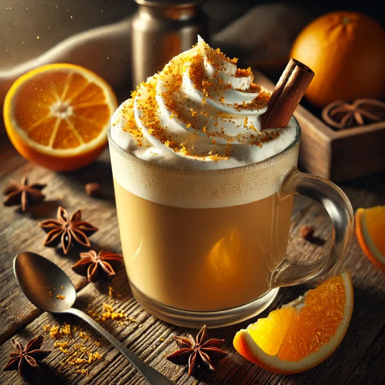 Narancsos-szegfűszeges latte pohárban