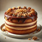 Nutellás diókrém torta csokoládébevonattal és dióval díszítve
