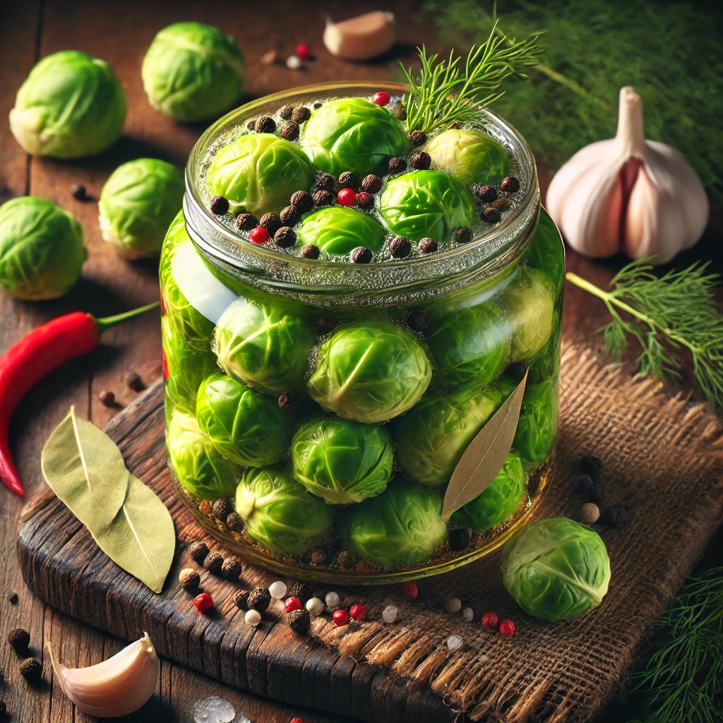 Quick and easy homemade pickled Brussels sprouts