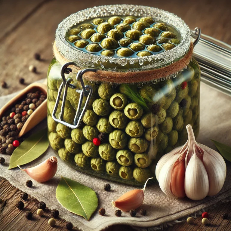 Pickled capers in a glass jar