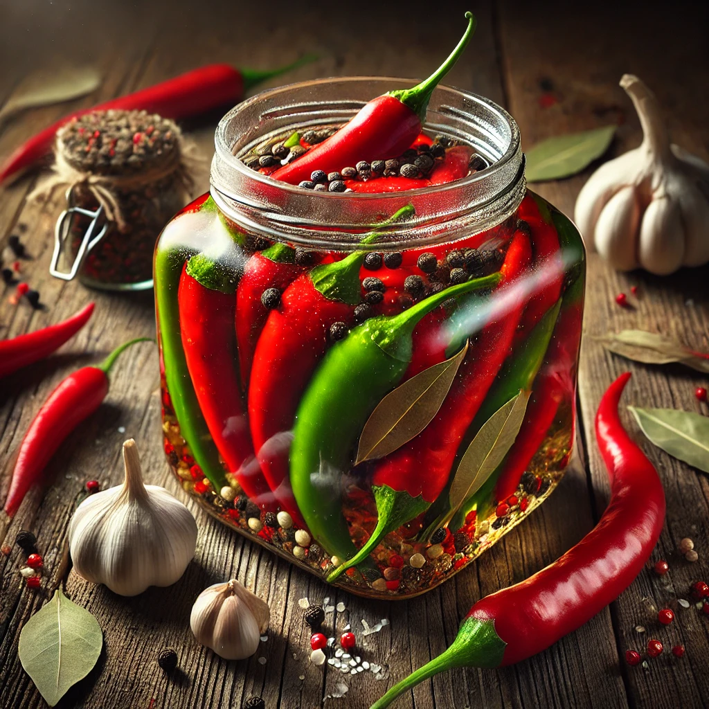 Quick and easy homemade pickled chili peppers