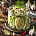 Pickled fennel in a glass jar